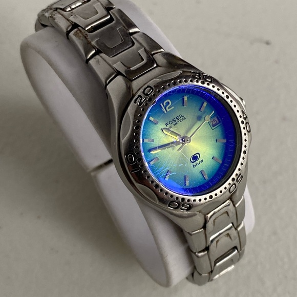 Fossil Blue Accessories - Fossil Blue Watch Blue Green Dial Silver Tone